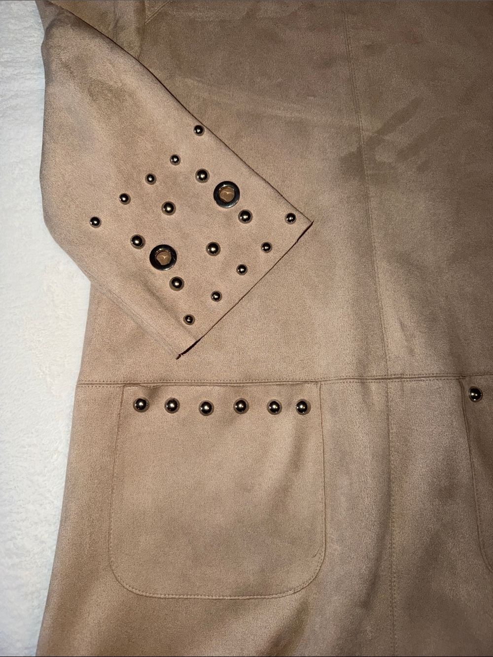 MSK Beige Shift Dress with Stud Embellishments - Picture 2 of 3